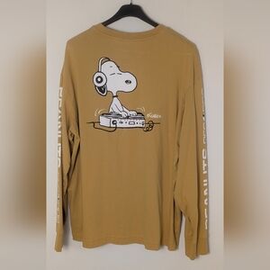 H&M Peanuts Records Snoopy DJ Men's long-sleeved jersey top mustard yellow Sz L